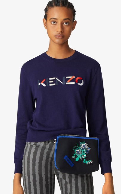 Kenzo Women Multicoloured Kenzo Logo Jumper Navy Blue
